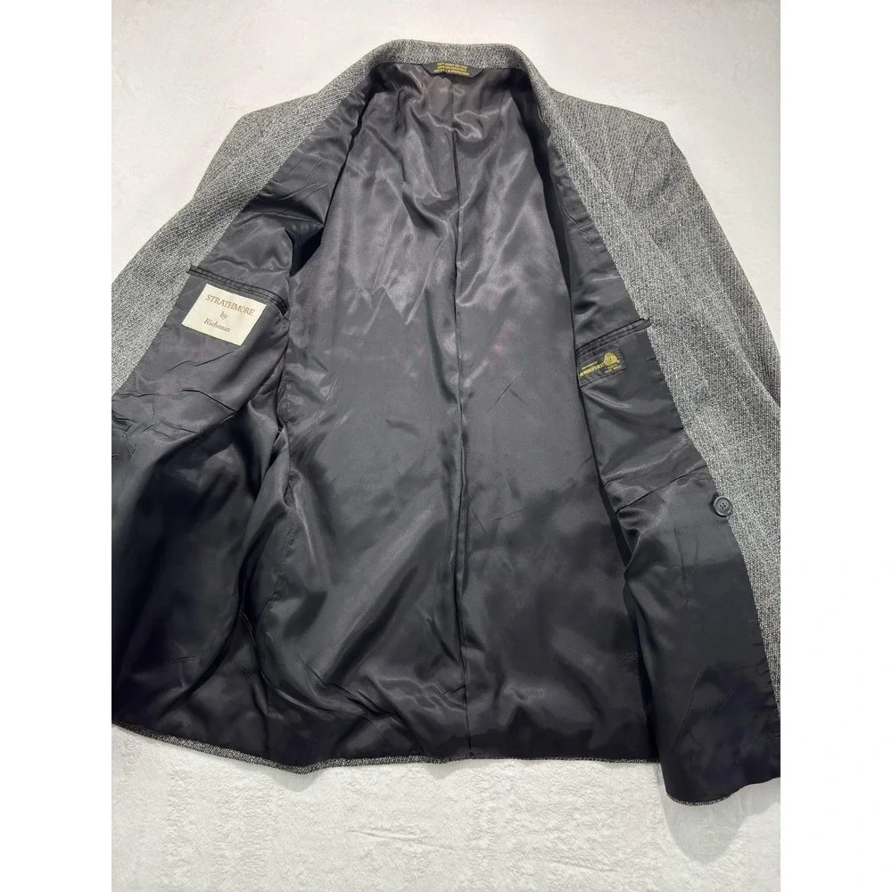 Strathmore Blazer Mens 40 Wool Herringbone Sport Coat Double Breasted Jacket